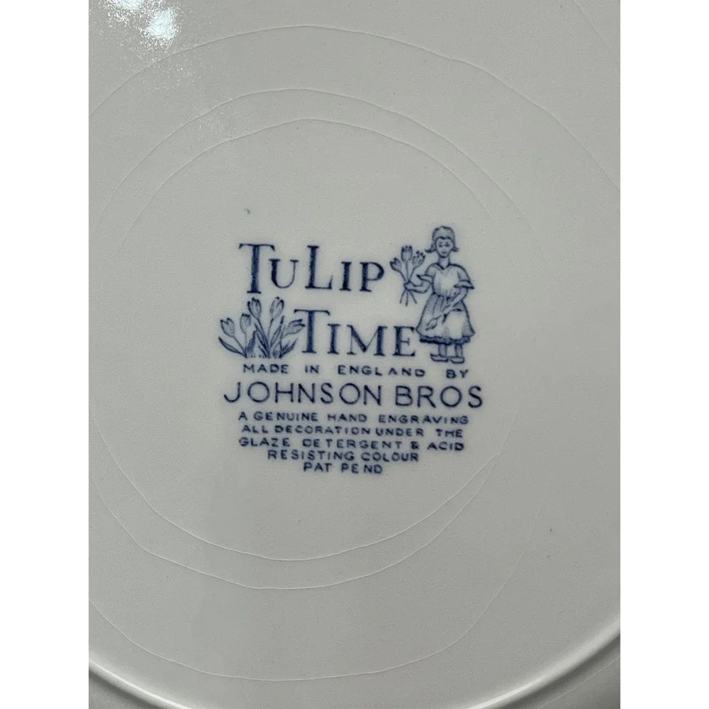 Johnson‎ Bros Tulip Time Collector Plate Blue White Windmill Dutch England READ